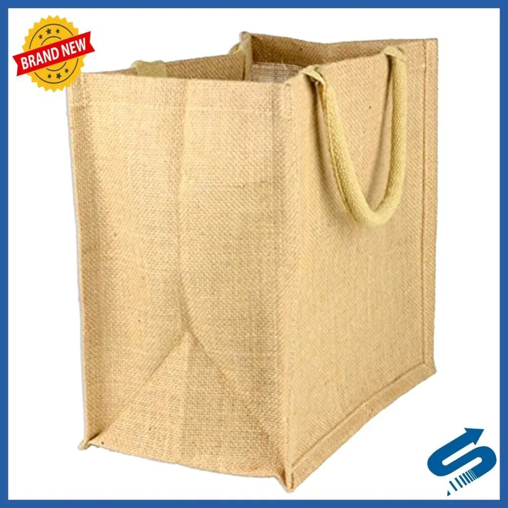 Natural Jute Tote Bags Set Eco-Friendly Reusable Grocery Shopping Bags